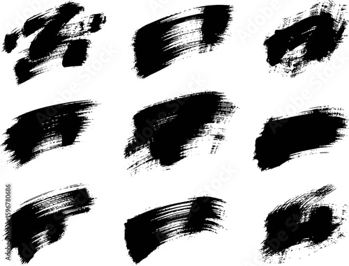 Black ink brush strokes on white background paint