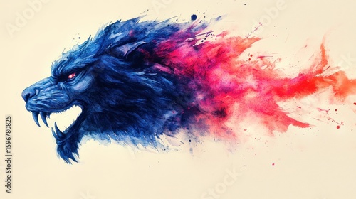 A Watercolor Wolf's Fierce Majesty: A Digital Painting