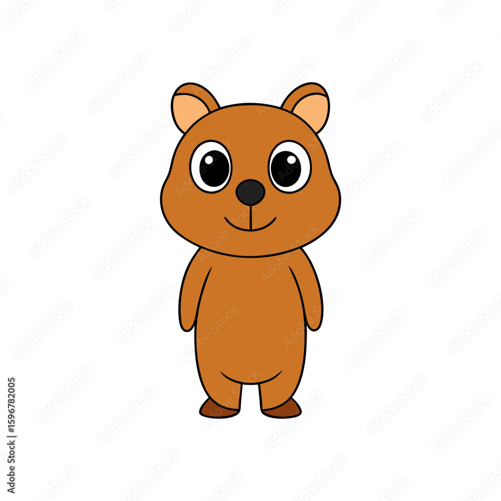 Obraz premium Cute Vector Illustration of a Smiling Cartoon Quokka