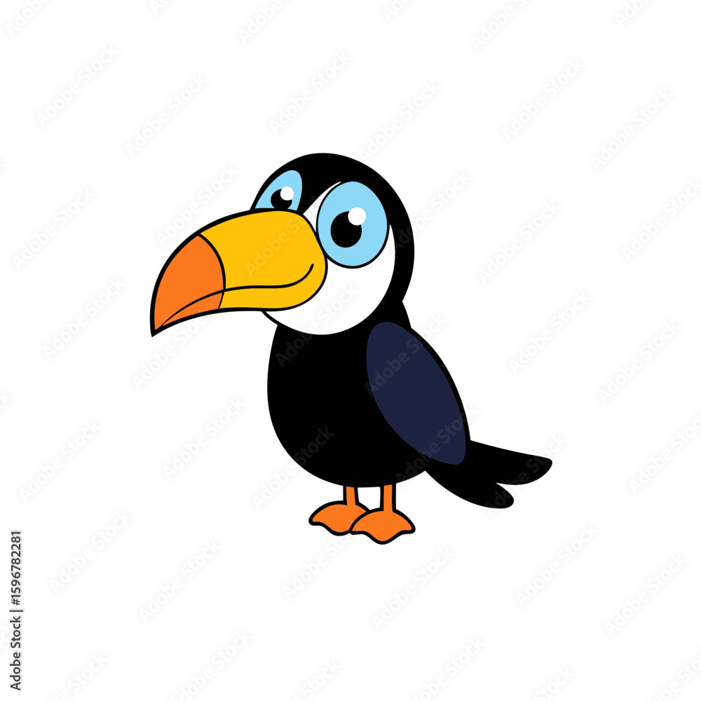 Obraz premium Cute Vector Illustration of a Smiling Cartoon Toucan