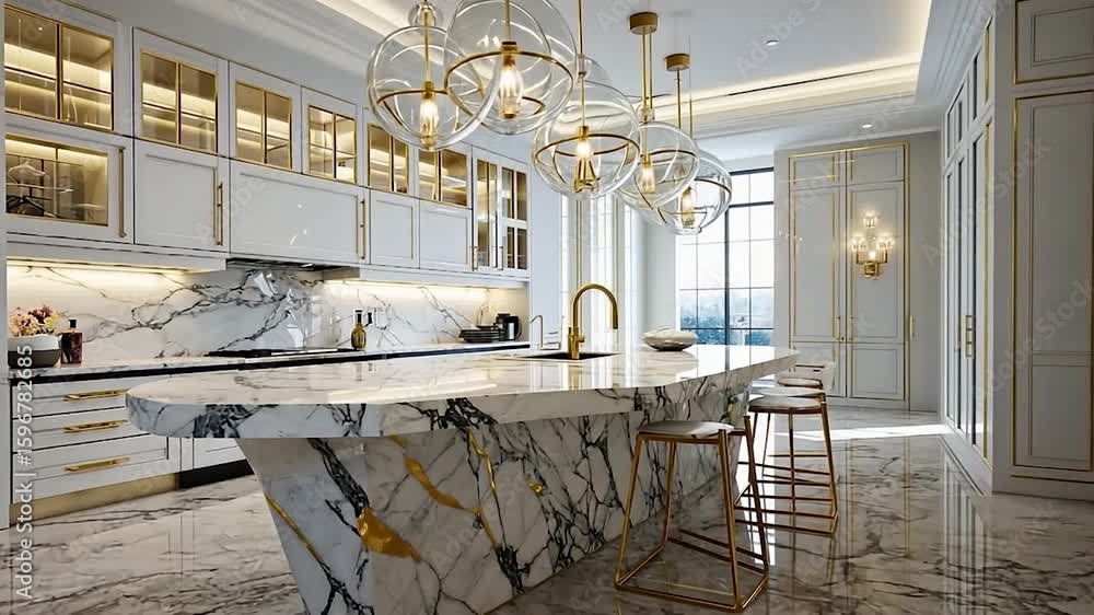 Marble kitchen interior design Marble kitchen interior design