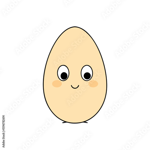 Cute Vector of a Happy Egg with a Runny Yolk and Big Eyes