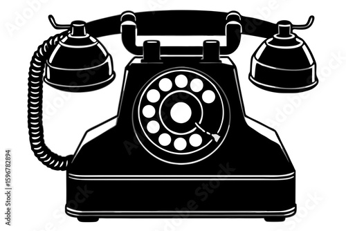 black and white telephone isolated on white