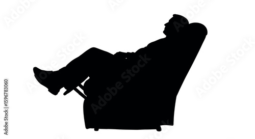 Relaxed silhouette of person in recliner chair, side profile