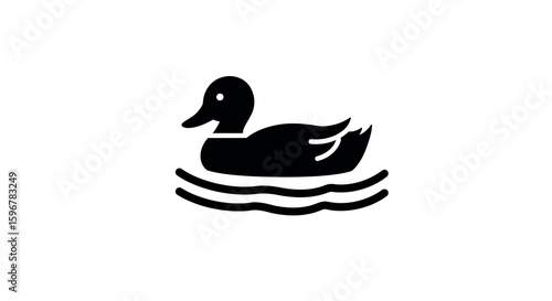 Duck in water silhouette with minimalist design for nature themes