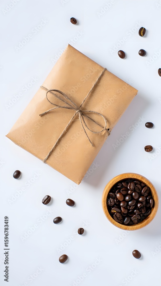 Obraz premium Buy coffee beans gift set online: premium roasted coffee beans in gift wrapped box