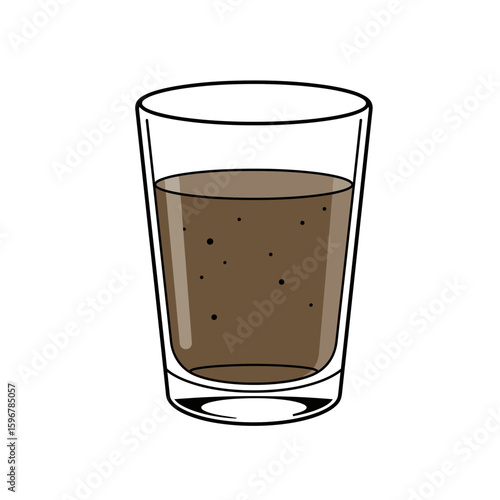 A minimalist vector illustration of a glass of contaminated water
