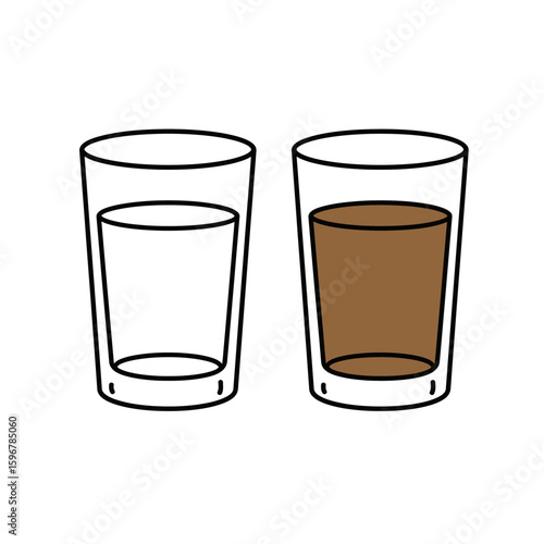A minimalist vector illustration of a glass of contaminated water
