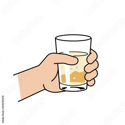 A minimalist vector illustration of a glass of contaminated water