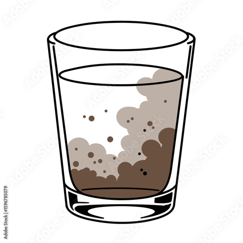 A minimalist vector illustration of a glass of contaminated water