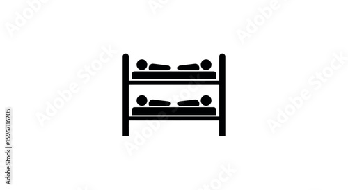 Minimalist bunk bed design: simple black silhouette of two-tier bed