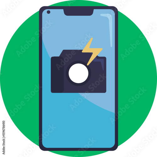 A symbol representing the flash feature on a smartphone camera, used to illuminate subjects in low light.