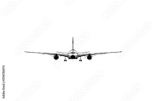 Monochrome illustration of a horizontal lined triangle with a faded light beam effect on a white background