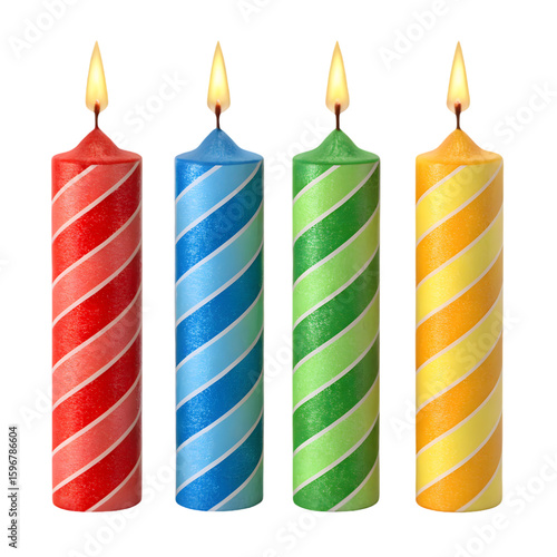 3D candles on transparent background