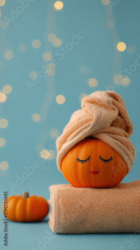 concept of banner, flyer advertising for Thanksgiving, Halloween for spa salon, cosmetologist, beauty salon, cosmetics store gift certificate