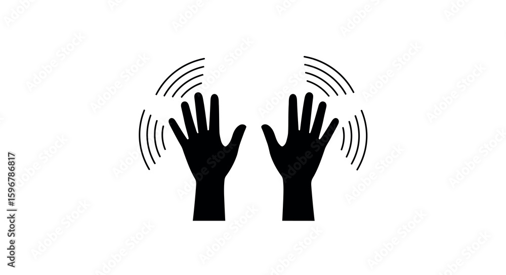 Obraz premium Silhouette hands with gesture waves on a white background