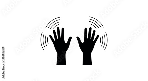 Silhouette hands with gesture waves on a white background