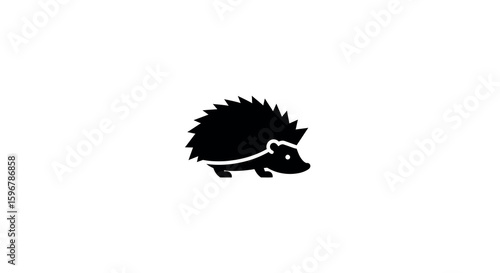 Simple hedgehog silhouette on white background for minimalist designs