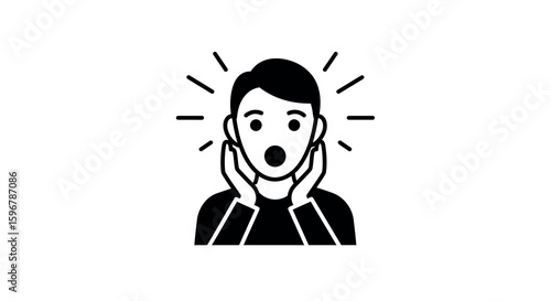 Shocked face with hands on cheeks silhouette icon surprise expression