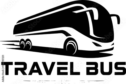 Sleek black bus with white stripes and wheels travel transportation