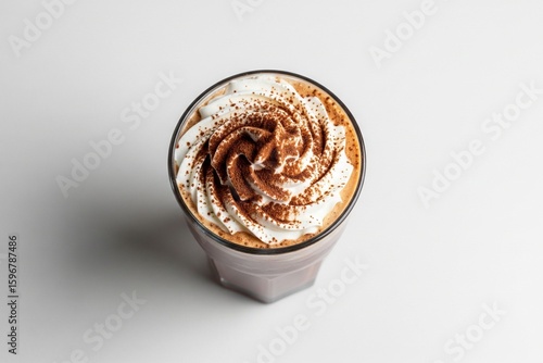 Top View Iced Hazelnut Chocolate with Whipped Cream