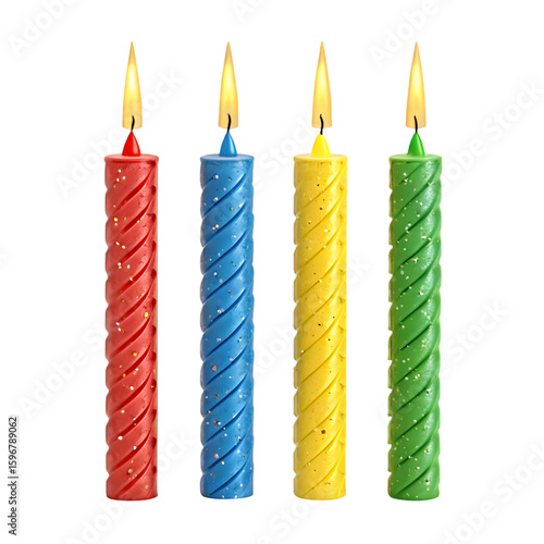 3D candles on transparent background