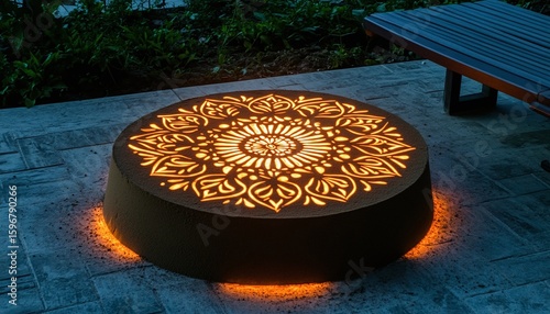 Illuminated Mandala Stone Sculpture