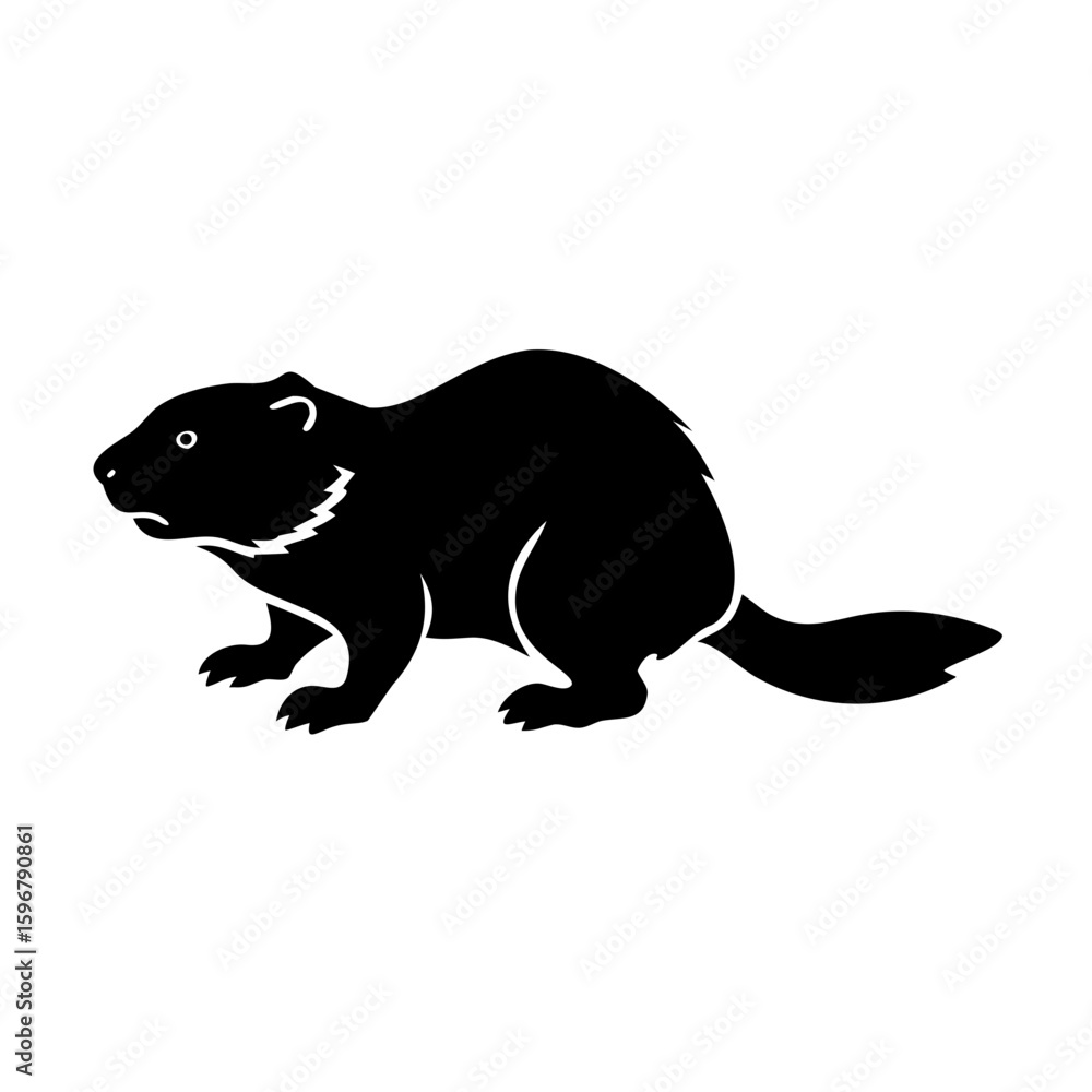 Fototapeta premium Beaver Animal Silhouette Vector Illustration – EPS Template on White Background