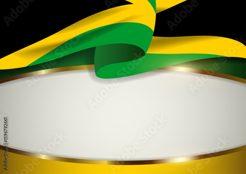 Jamaica Insignia With Decorative Golden Frame. Independence, national days backdrop