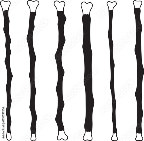 Black bone shapes white outline