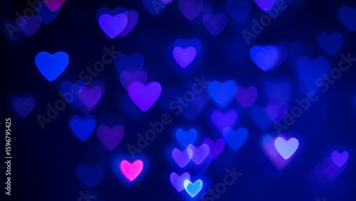 Abstract Valentine's Hearts Glowing Blue and Pink, Romantic Background Texture Perfect for Valentine's Day, Wedding, or Anniversary Decorations and Celebrations