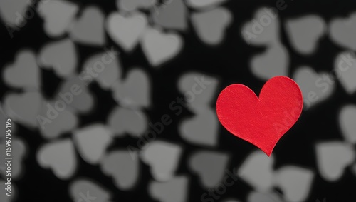 Vibrant Red Heart Against Bokeh Hearts: Love and Romance, Valentine's Day Concept, Passionate Symbolism, Affection and Care, Ideal for Greeting Cards and Romantic Designs