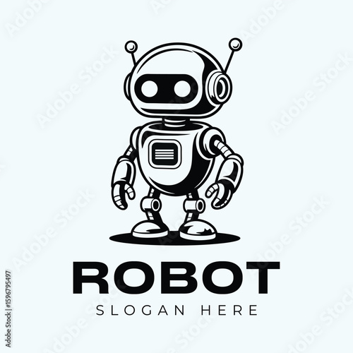 Black robot, unique logo, Robot vector, modern logo, Unique robot logo