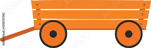 Orange wooden garden wagon with handle and wheels simple vector illustration design for outdoor use 