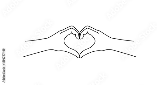 A minimalist vector illustration of a heart being shared between hands