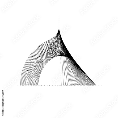 Geometric design featuring intersecting lines and arrowheads creating a symmetrical pattern on a white background