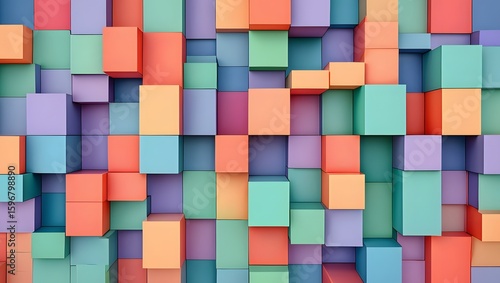 Abstract Colorful Cube Wall Background