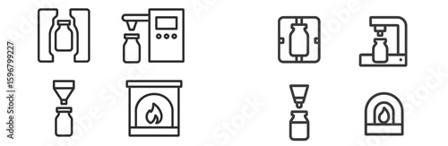 Outline of various equipment used in milkprocessing including fillers, pasteurizers, and bottling tools