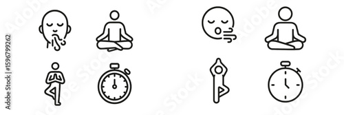 Meditation symbols illustrating mindfulness practices and techniques for relaxation and focus