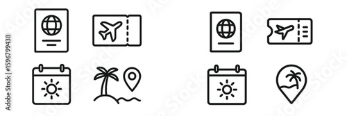 Travel planning essentials with icons for tickets, passports, and destinations displayed in a modern design