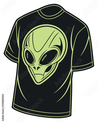 Black t shirt with alien face graphic extraterrestrial