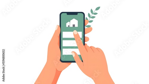 Hand Holding Smartphone with Real Estate App Interface