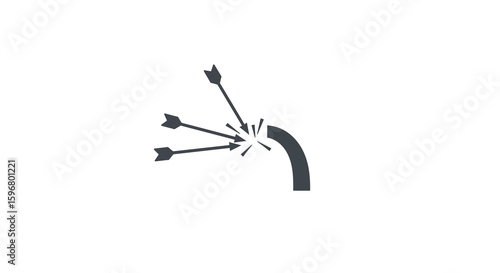 Silhouette archery arrows piercing a target: precision and skill concept