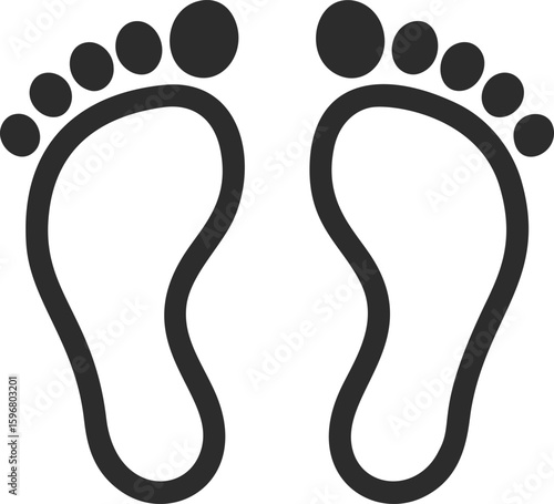 Silhouette of two black footprints, minimalist design. Vector illustration