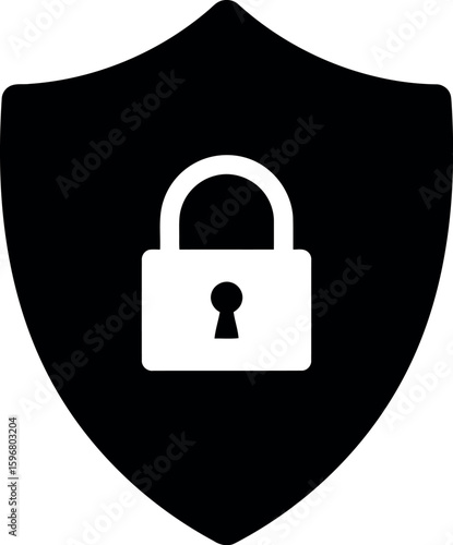 Secure shield with lock icon illustration for privacy and protection
