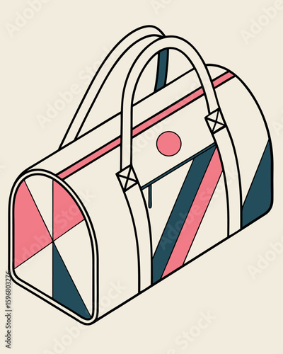 Isometric duffel bag with geometric pattern gym bag