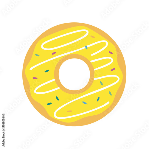 Delicious Yellow Donut with Icing and Sprinkles Yummy Dessert Treats Pastry Confection Bakery Products