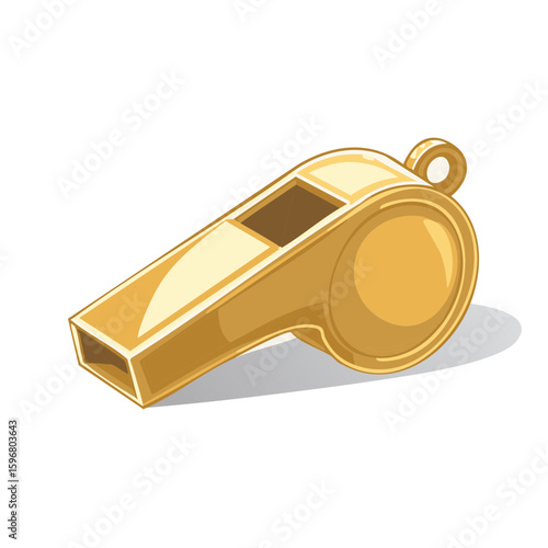 Gold Whistle Illustration Shiny Reflective Surfaces with Detailed Design for Sporting Event