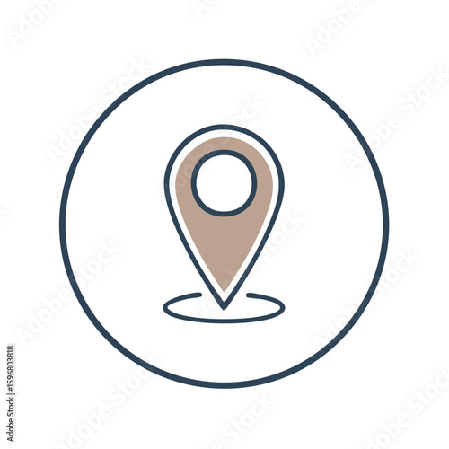 Location Marker in Circle, Route Symbol for Map or Navigation Services, Point of Interest Icon, GPS Locator Symbol