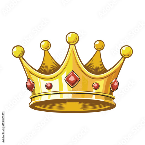 Golden Crown with Gemstones, Medieval Royalty, Heraldic Symbol of Power